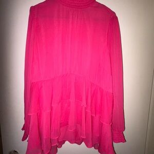 Torrid Women's Plus Size Crinkle Chiffon Smock Neck Ruffle Tiered Top Pink 2X